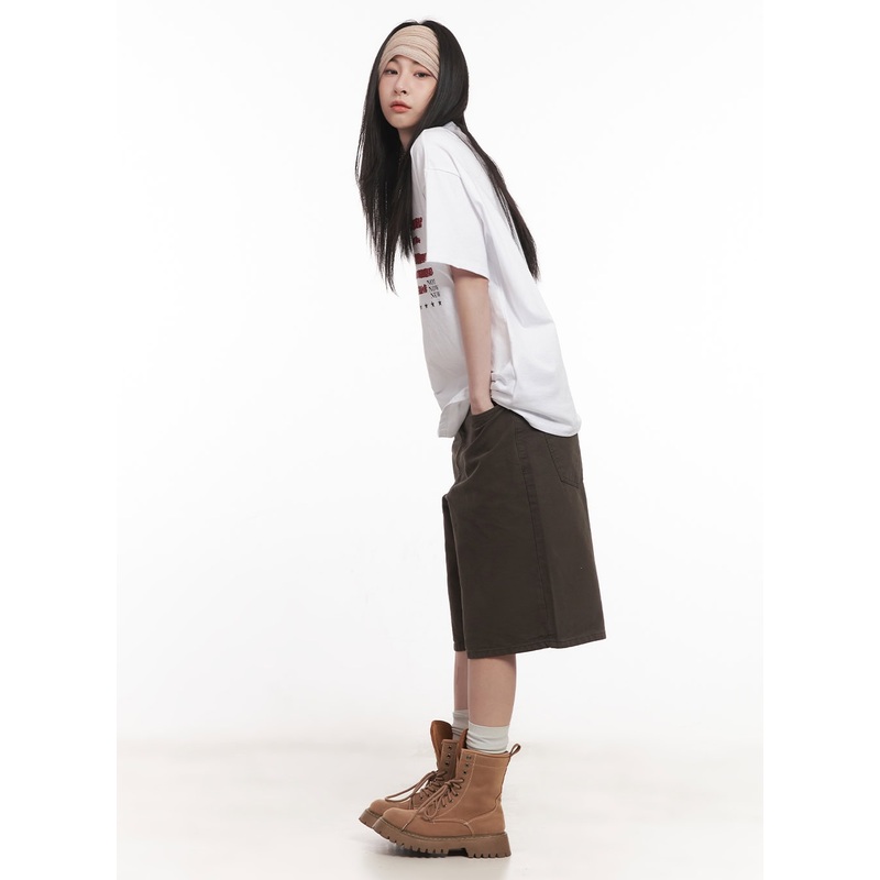 Wide-Fit Cotton Bermuda Shorts CM517 Dark gray S