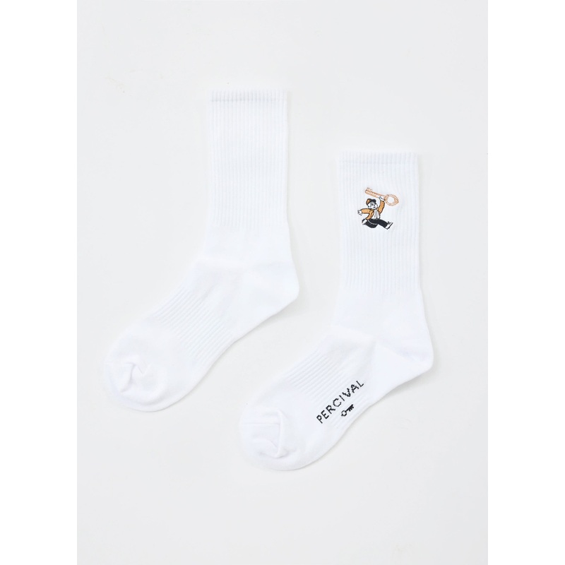 World Key Embroidered Socks | White OS