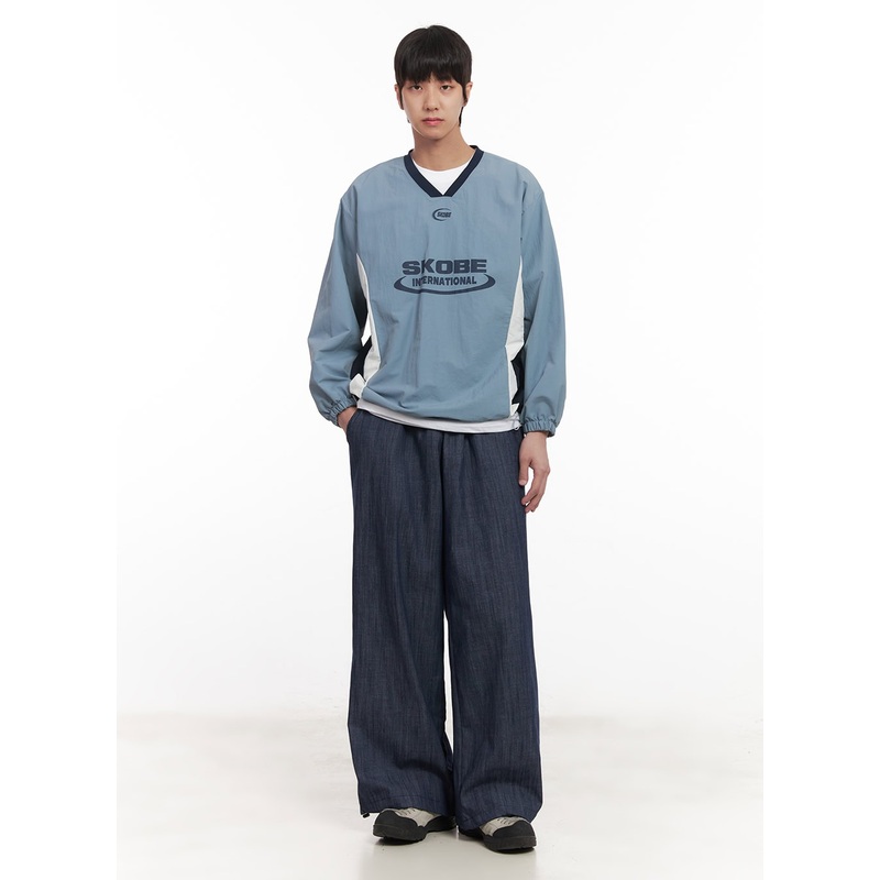 Men’s Denim Wide-Leg Sweatpants (Blue) IM518 Blue L