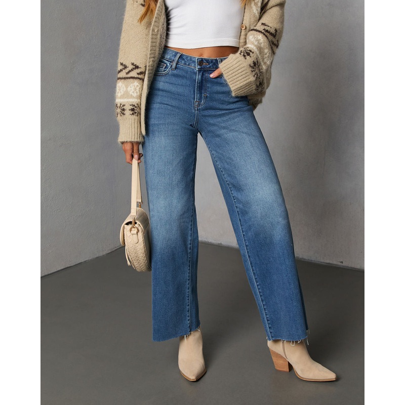 Connie Super Stretch High Rise Frayed Hem Jeans Dark Blue 24