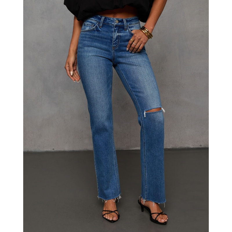 Elodiena Super Stretch Distressed Skinny Jeans Dark Wash 24