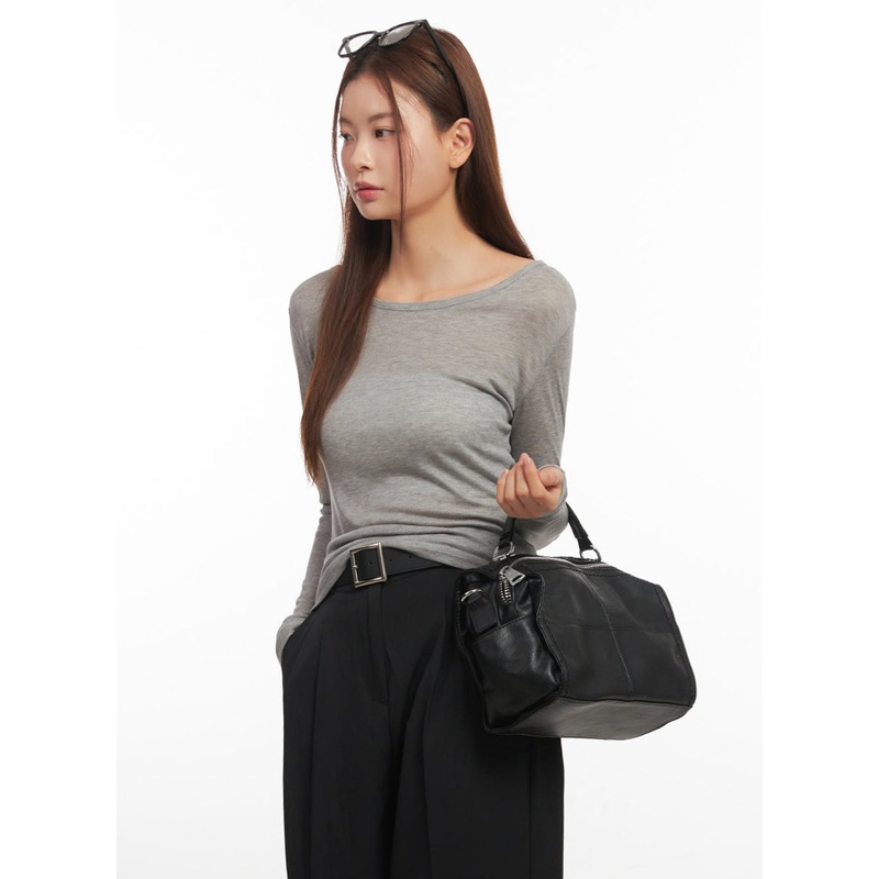 Essential Sheer Long-Sleeve Top IM524 Gray S/M