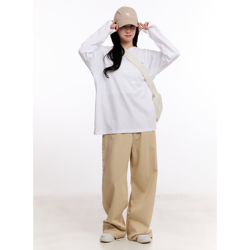 Essential Cotton Relaxed-Fit Pants CM527 Beige S