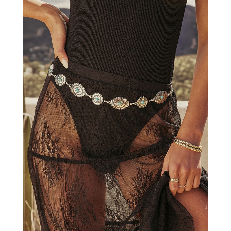 Katie Medallion Chain Belt Turquoise O/S