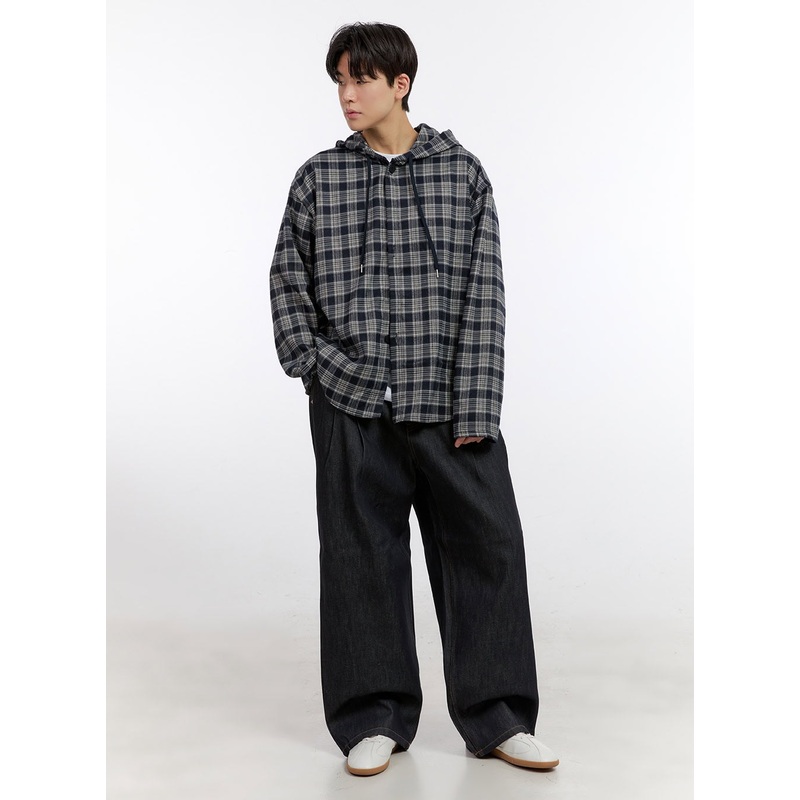 Men’s Pintuck Baggy Jeans IM525 Dark blue S