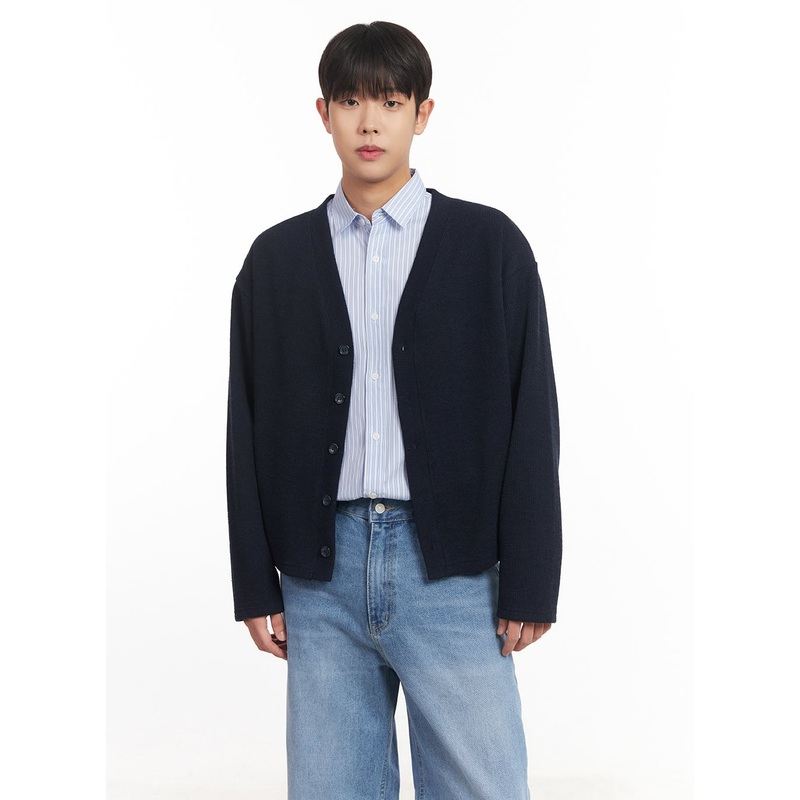 Men’s V-Neck Buttoned Cardigan IM527 Dark blue M/L