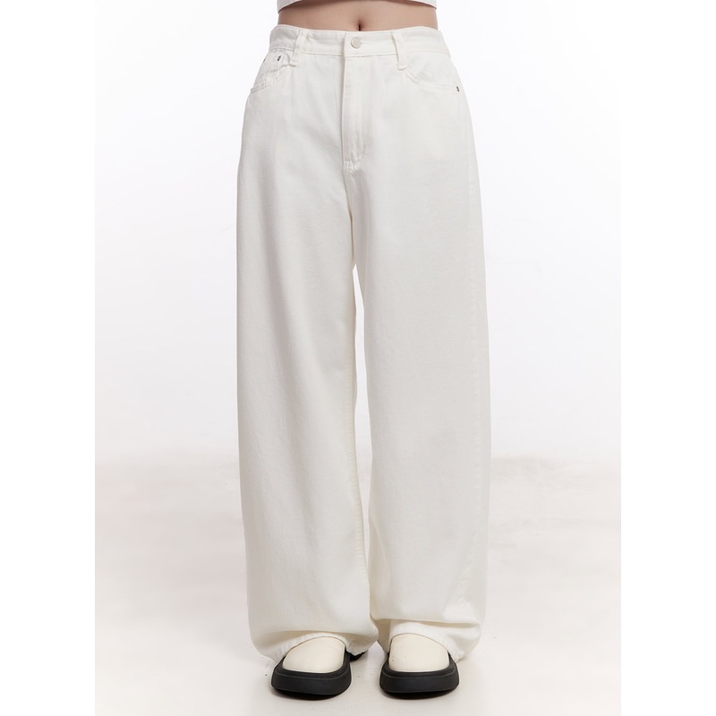 Classic Cotton Straight-Leg Pants CM527 White S