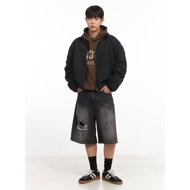 Men’s Destroyed Burmuda Denim Shorts IM528 Dark gray S