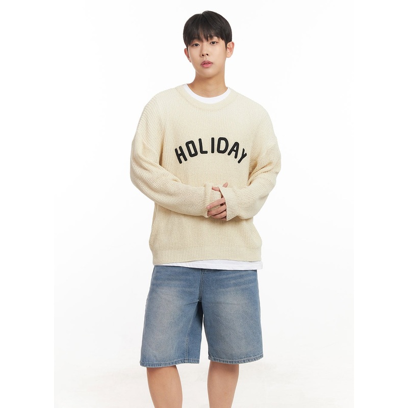 Men’s Holiday Knit Sweater IM528 Light beige M/L