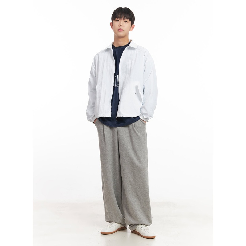 Men’s Pintuck Wide-Leg Sweatpants IM528 Gray M/L