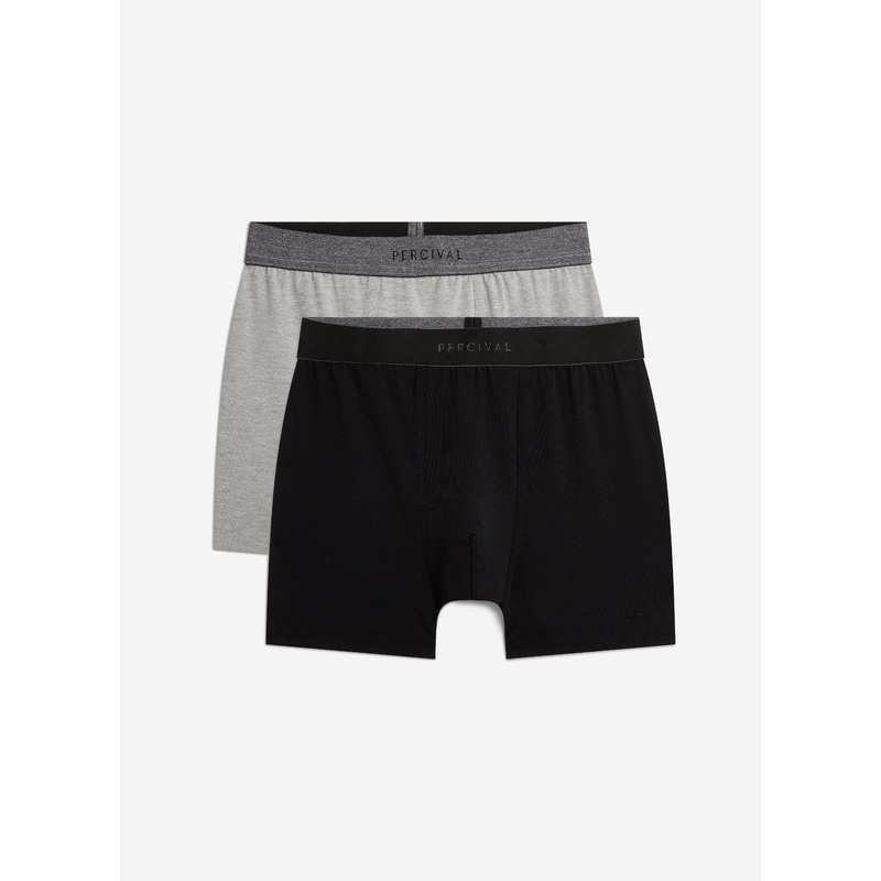 2 Pack Stretch Trunks | Cotton | Grey/Black XS