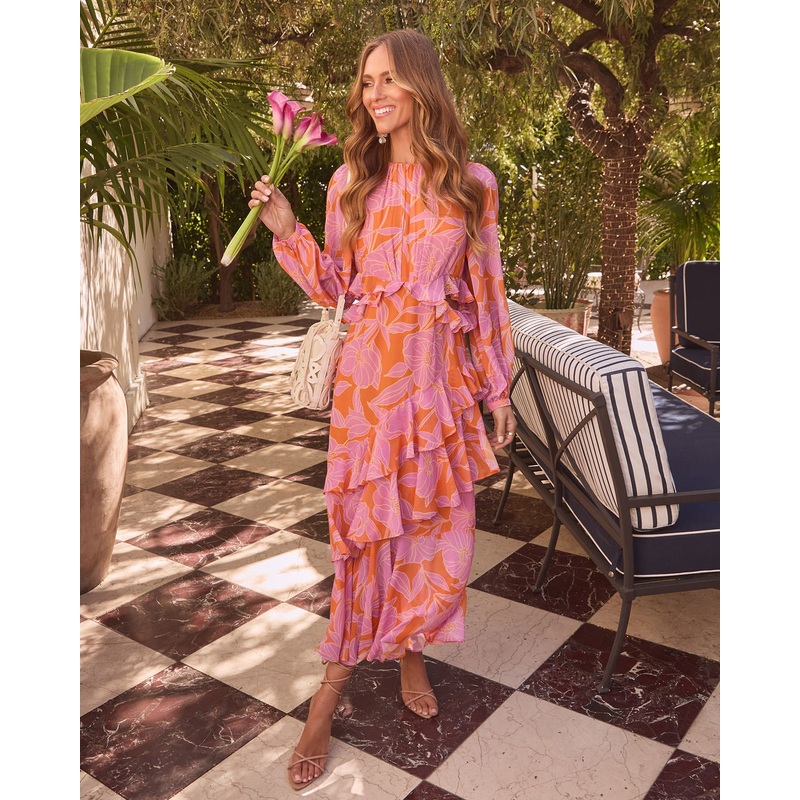 Serendipity Ruffle Floral Midi Dress Multi XS