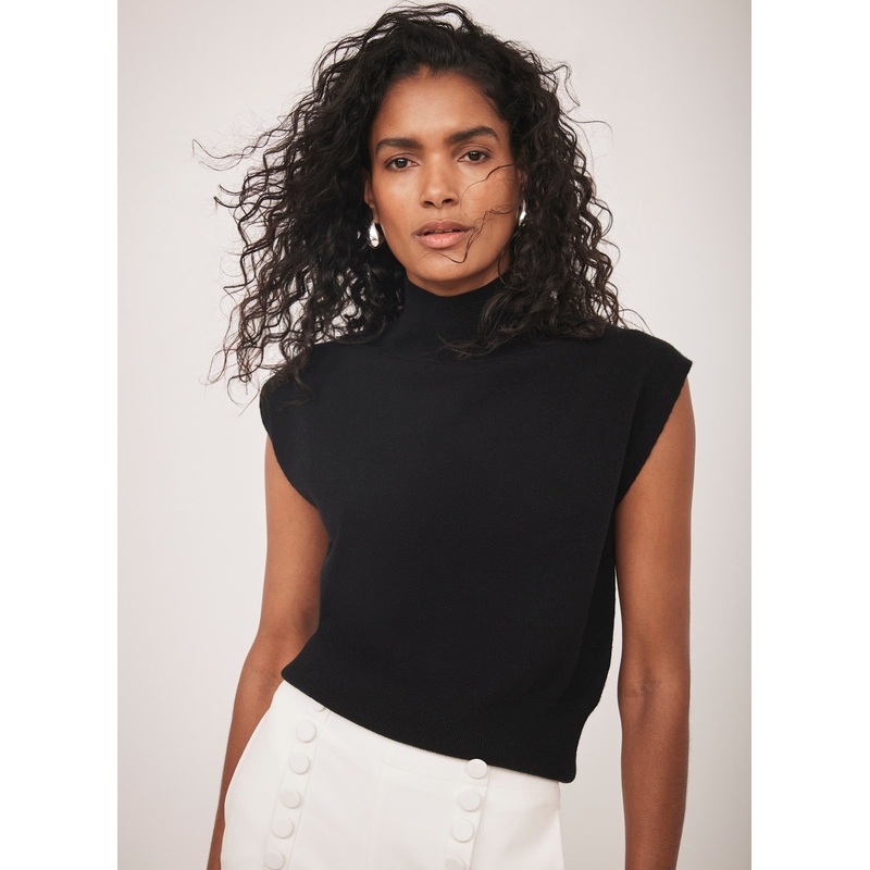 Black Cotton Blend Knit Top XS