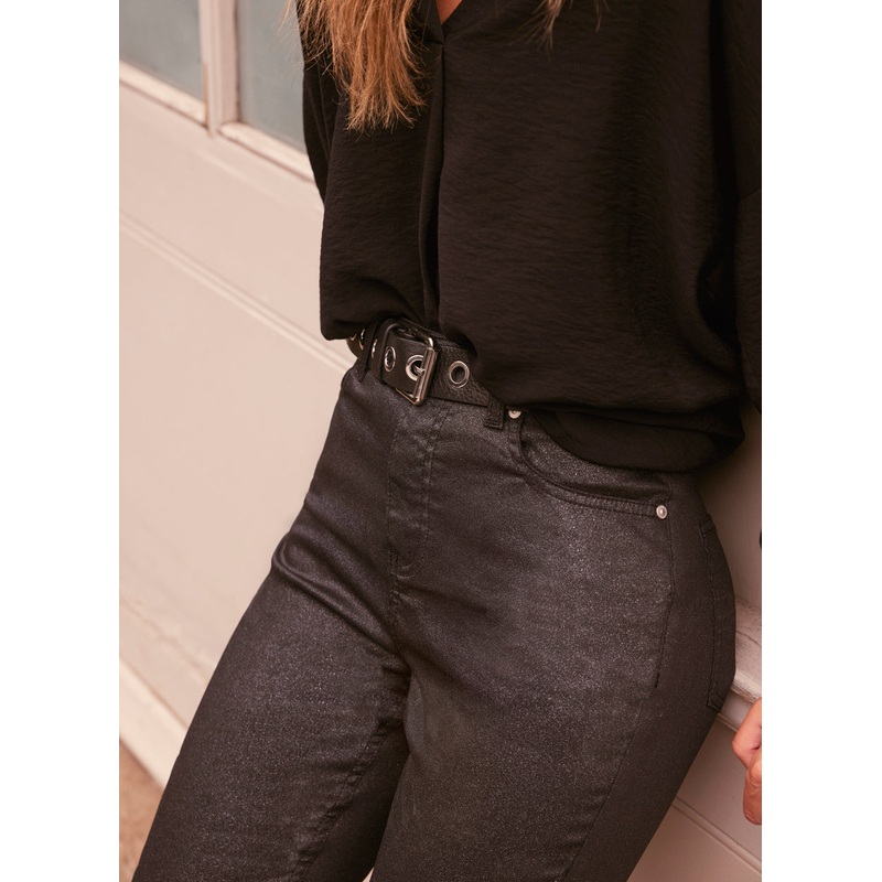 Black Eyelet Leather Belt S/M