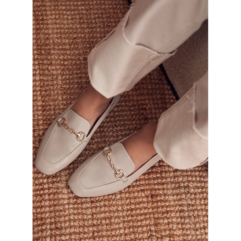 Camille Beige Leather Loafers 3 UK 36 EU