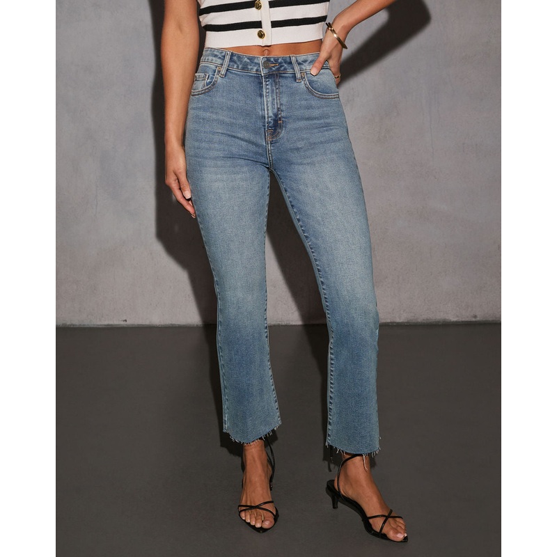 Easy Lane Super Stretch Cropped Flare Jeans Medium Wash 24