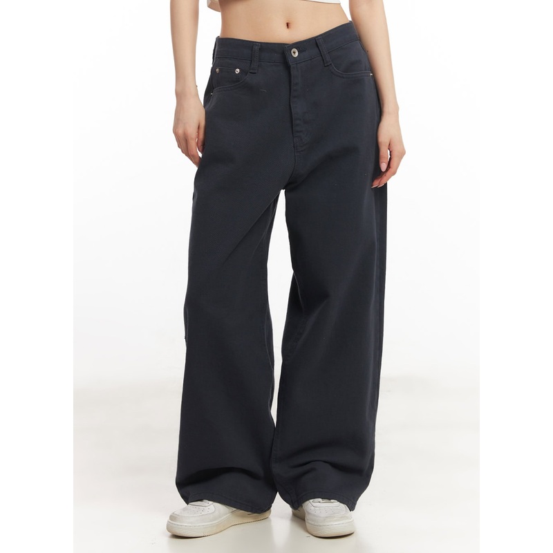 Essential Cotton Wide-Leg Pants CA503 Dark blue S