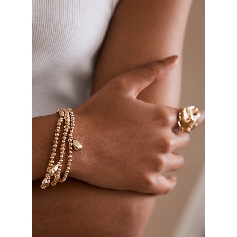 Gold Tone Friendship Bracelet Set ONE SIZE