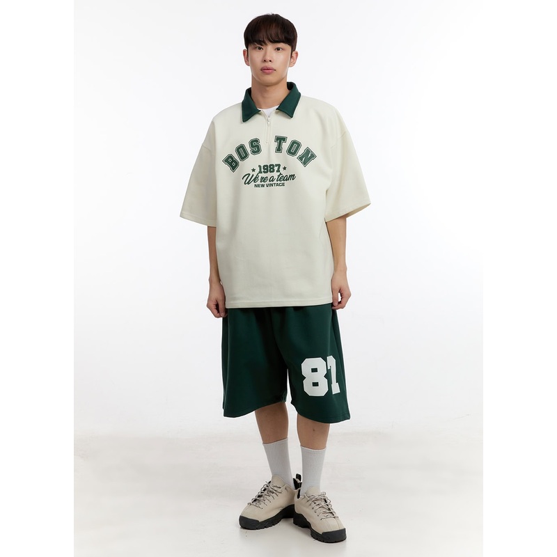 Men’s Graphic Wide-Fit Sweat Shorts IA504 Gray M/L