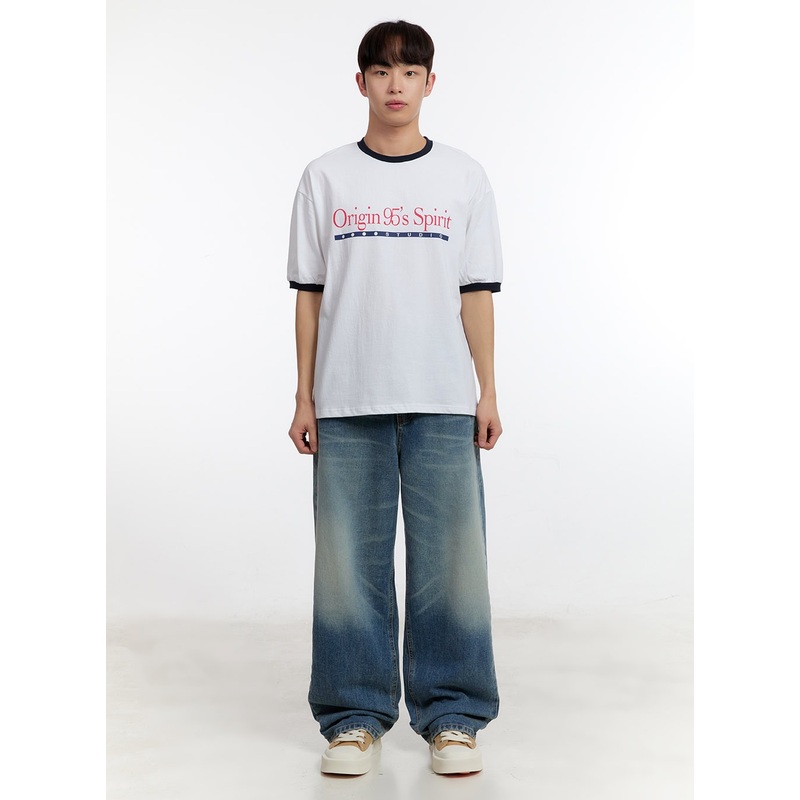 Men’s Washed Baggy Jeans IA504 Blue S