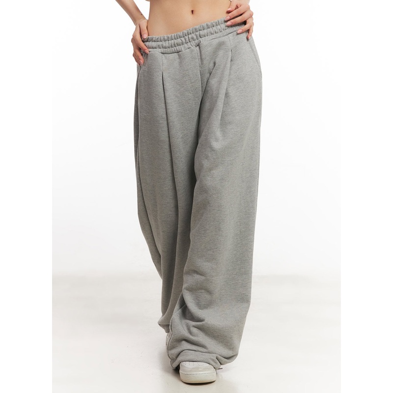 Pintuck Wide-Leg Sweatpants CA504 Gray L