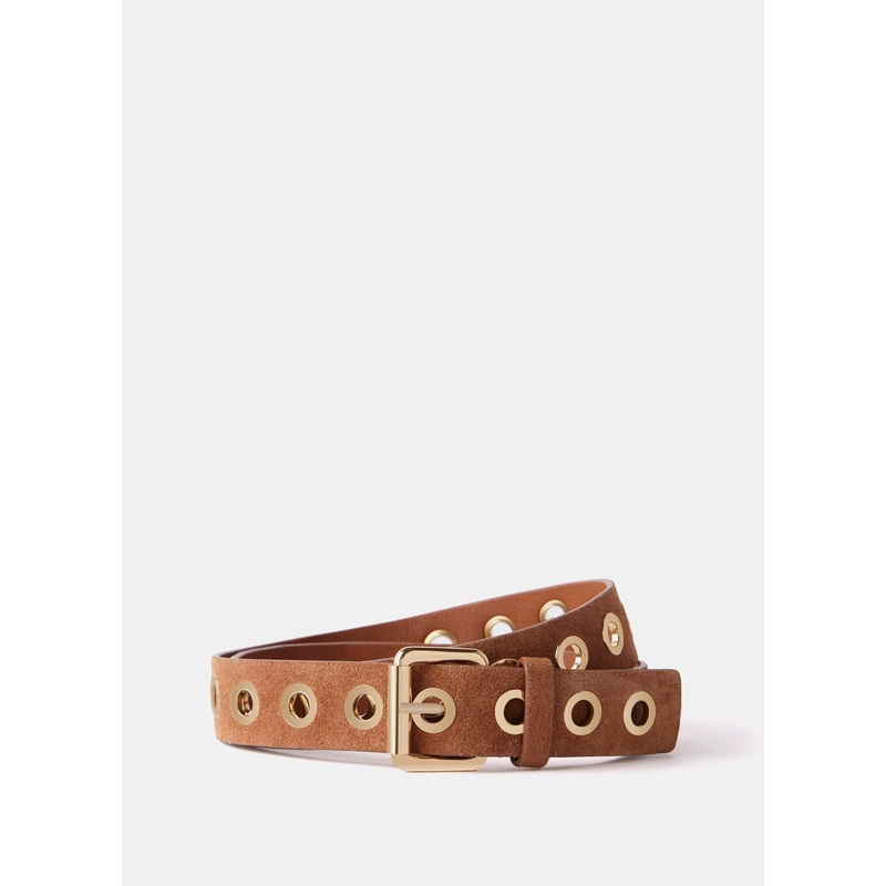 Tan Eyelet Suede Belt S/M