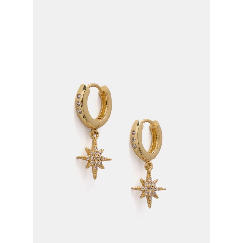 Gold Plated Star Hoop Earrings ONE SIZE