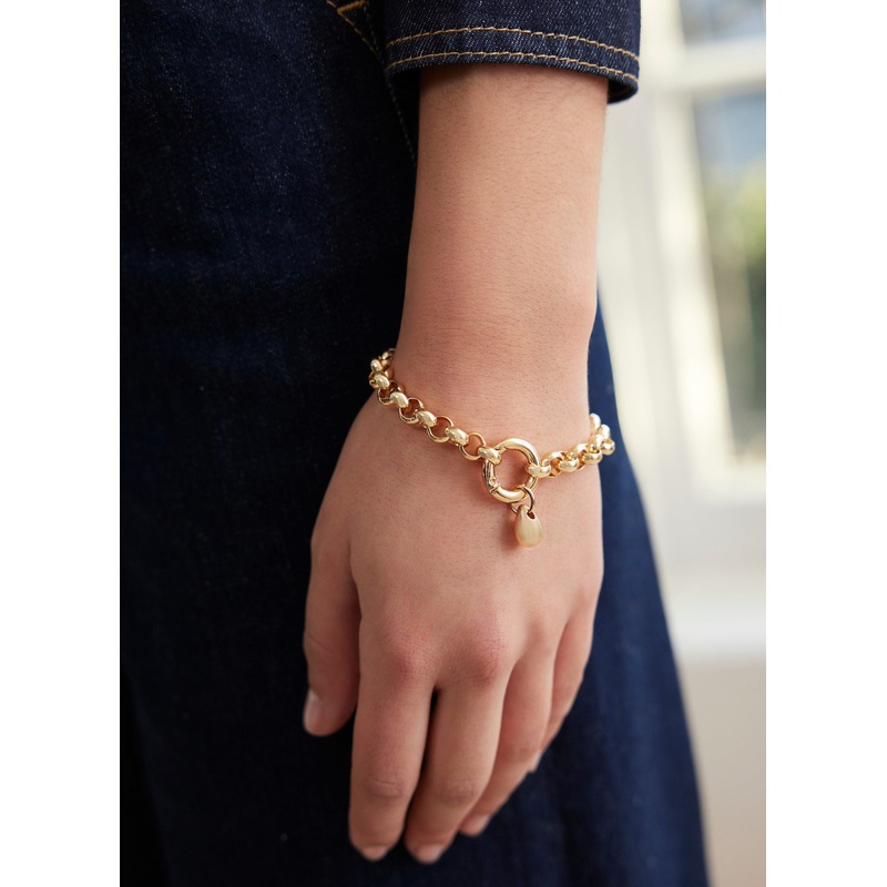 Gold Tone Twisted Link Bracelet ONE SIZE