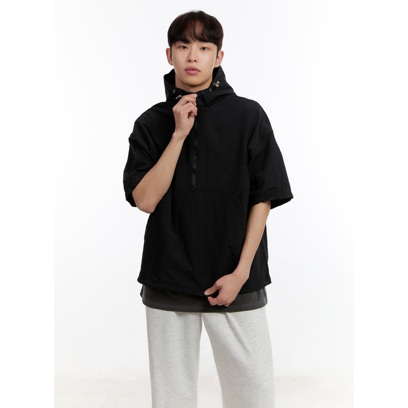 Men’s Short Sleeve Anorak Jacket IA507 Black M/L