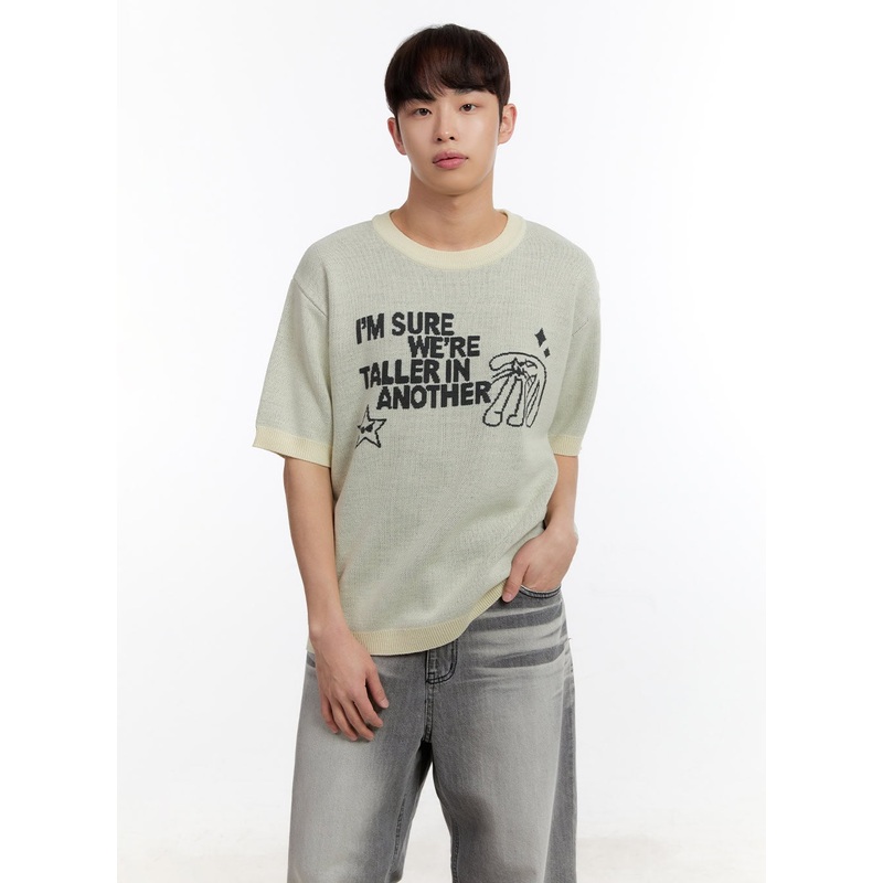 Men’s Short Sleeve Graphic Sweater IA507 Light beige M/L