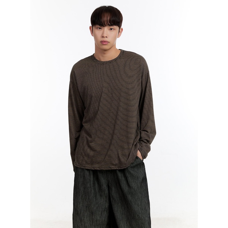 Men’s Striped Long Sleeve Shirt IA507 Black M/L