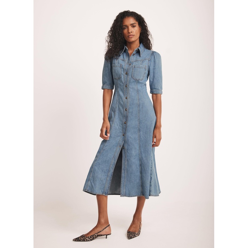 Blue Denim Midi Shirt Dress 06