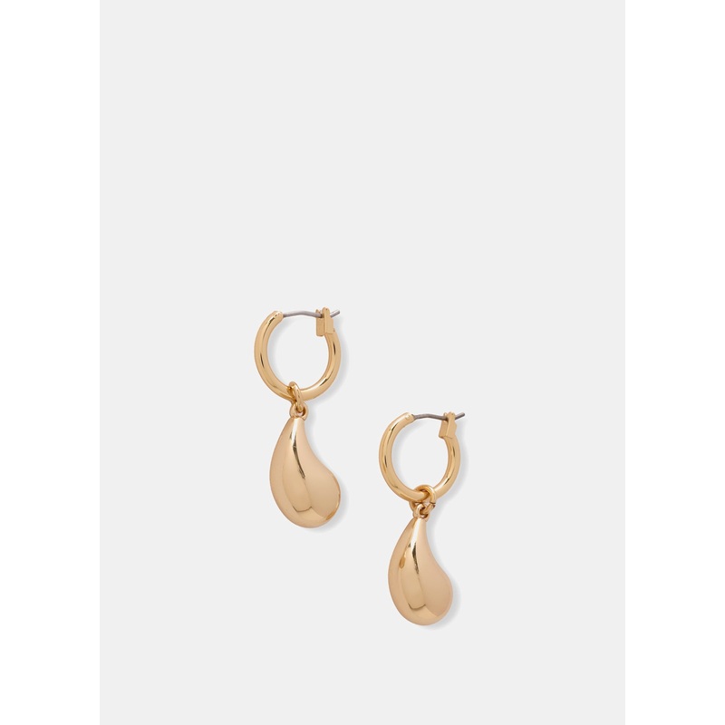 Gold Tone Drop Hoop Earrings ONE SIZE