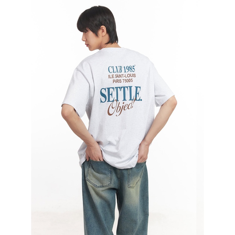 Men’s Graphic Oversized T-Shirt IA511 Light gray M/L