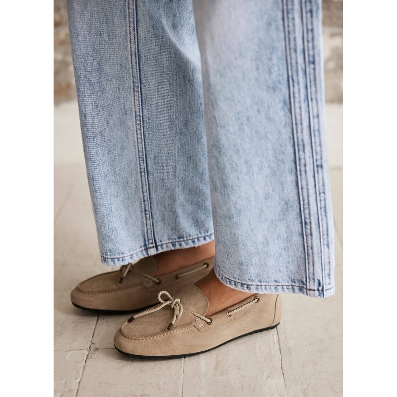 Sally Neutral Suede Deck Shoes 3 UK 36 EU