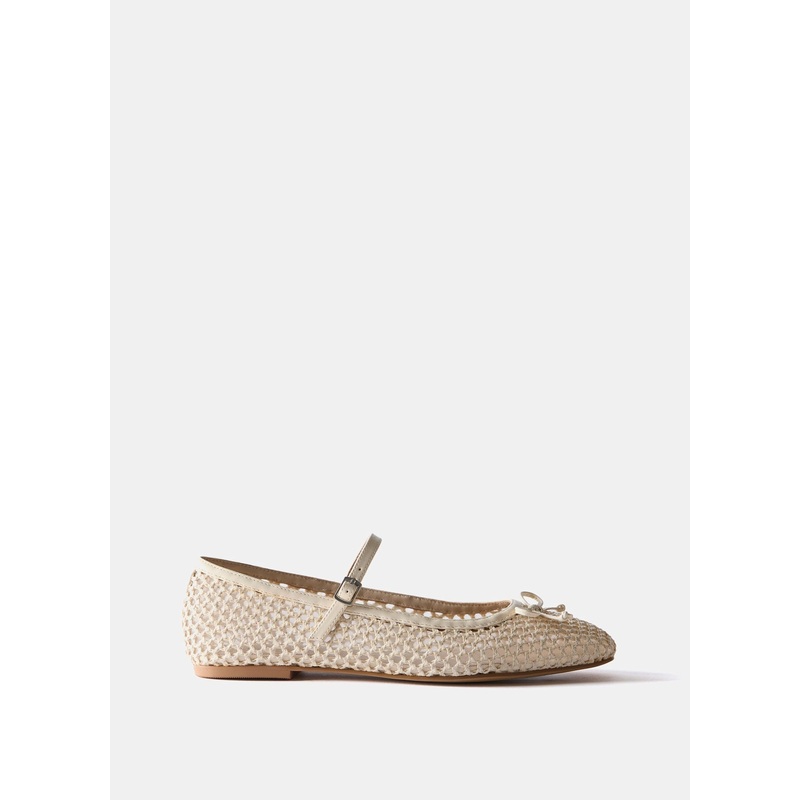 Sara White Mesh Ballet Flat Shoes 3 UK 36 EU