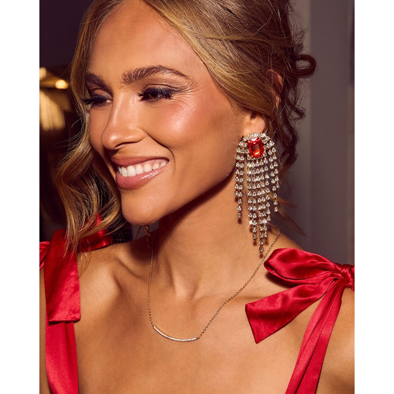 Claribel Gemstone Chandelier Earrings Ruby O/S