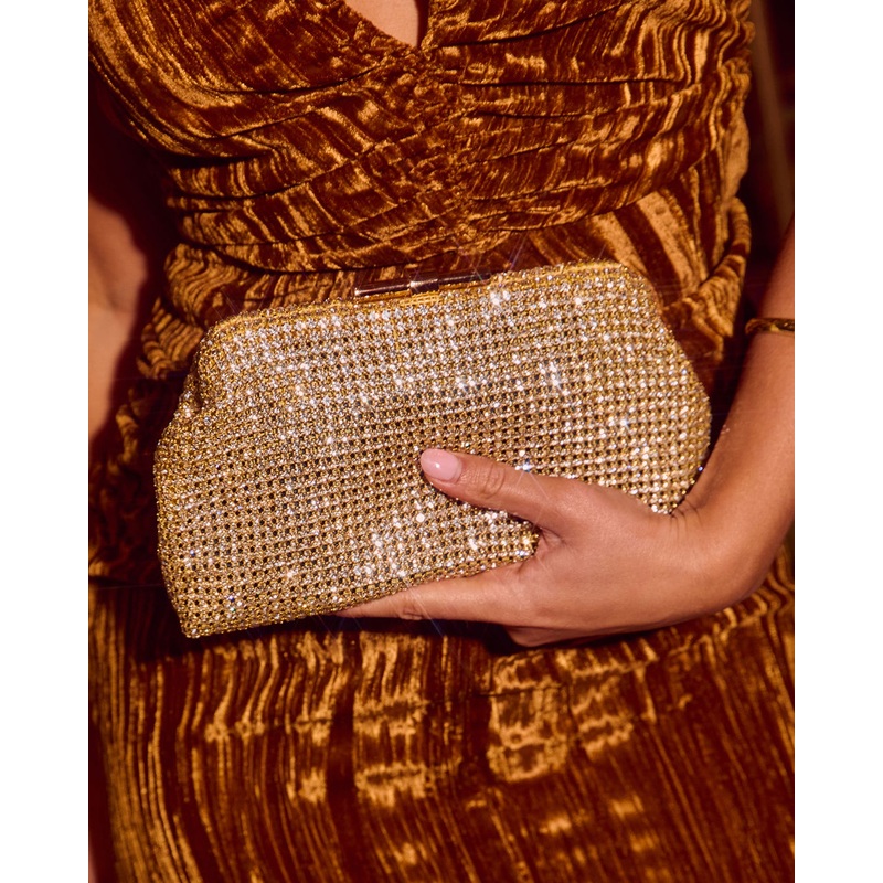 First Toast Embellished Clutch Gold O/S