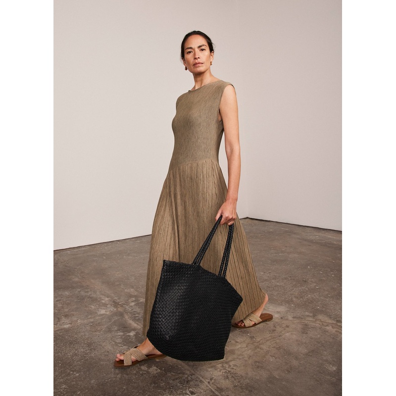 Khaki Jersey Asymmetric Dress XS