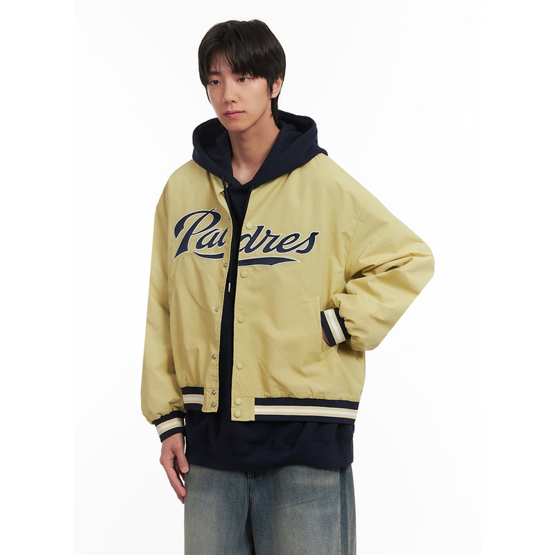 Men’s Embroidered Windbreaker Varsity Jacket IA511 Light green M/L