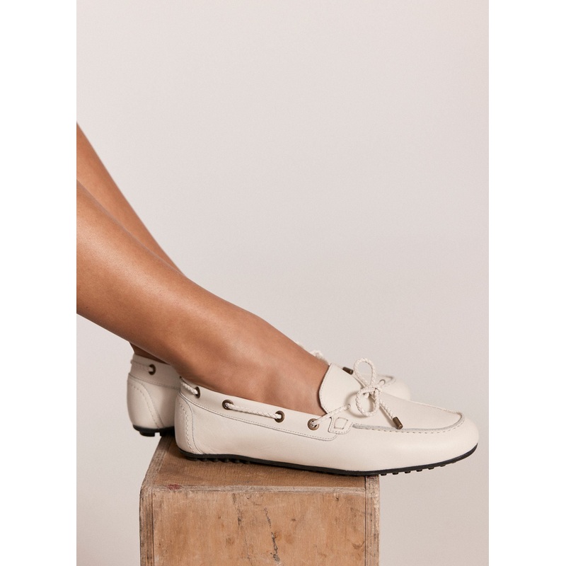 Sally Cream Leather Deck Shoes 3 UK 36 EU