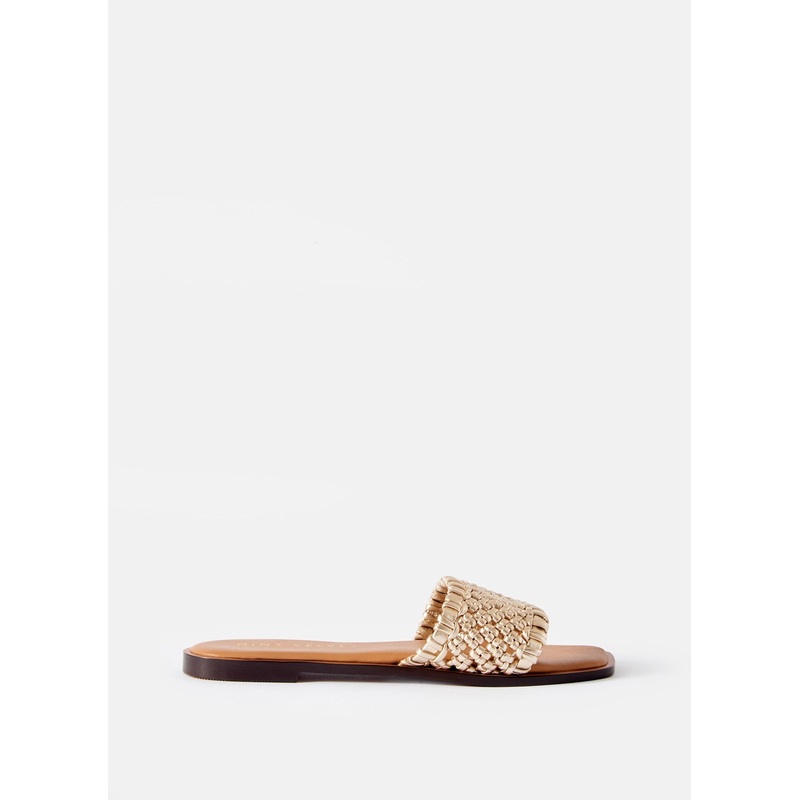 Sophie Gold Leather Woven Sliders 3 UK 36 EU