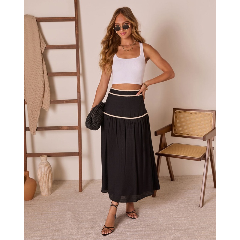 Sorrell Contrast Trim Maxi Skirt Black/White XS