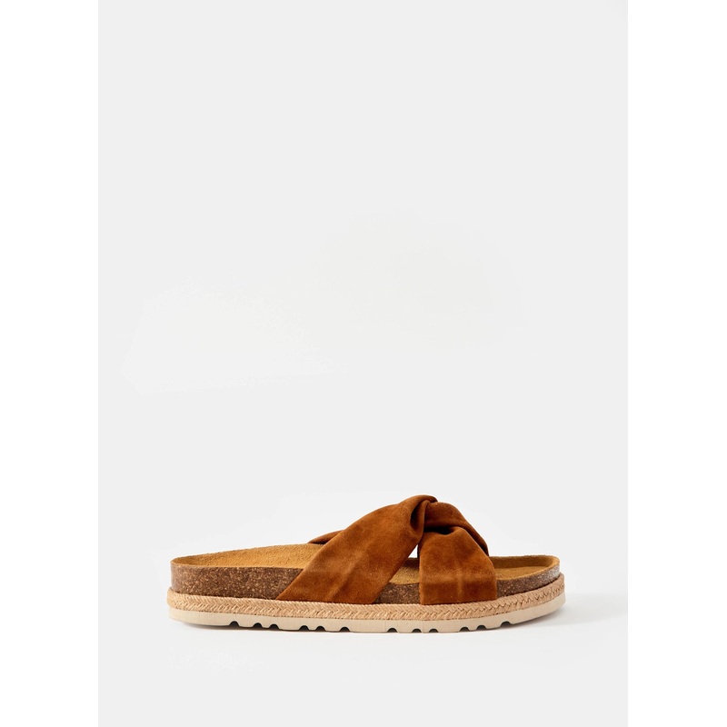 Bryony Tan Suede Flat Sandals 3 UK 36 EU