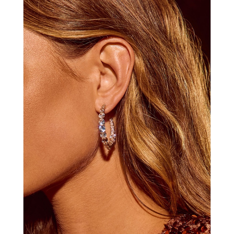 Final Look Rhinestone Embellished Hoops Gold O/S