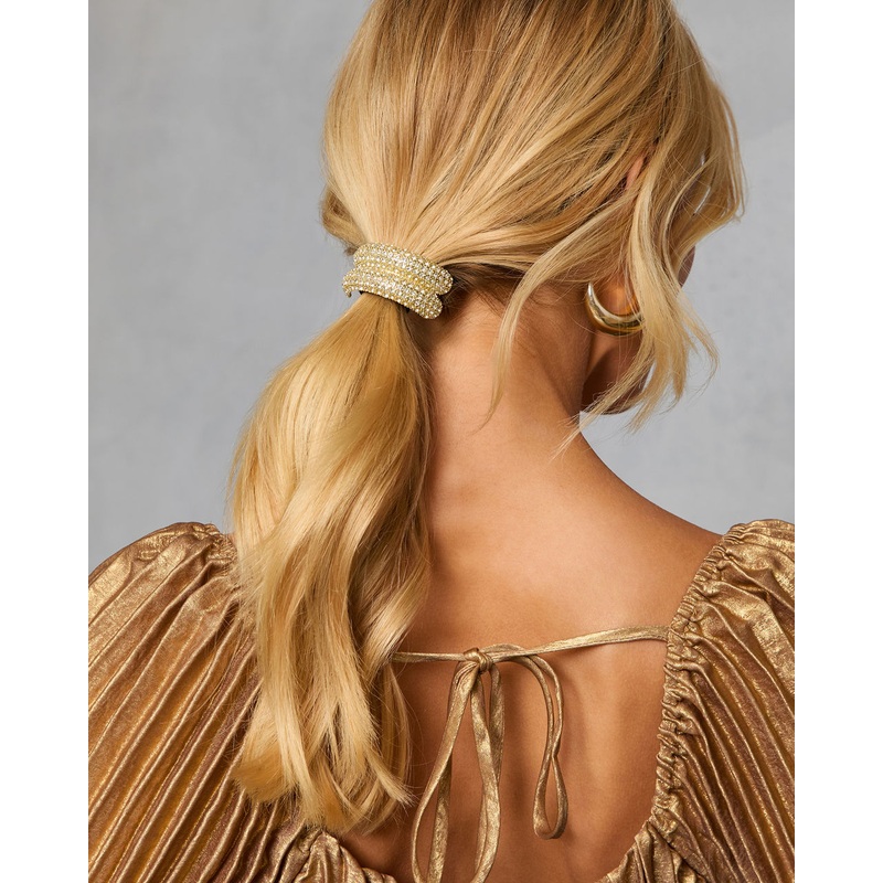 Last Look Rhinestone Embellished Pony Cuff Gold O/S