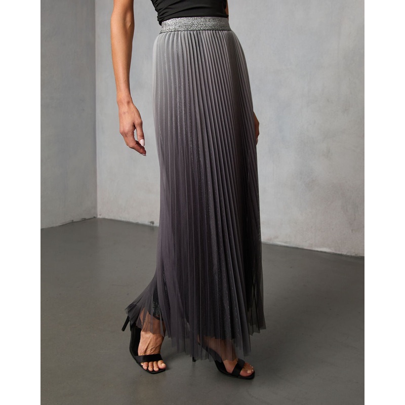 Sweet Dreams Pleated Maxi Skirt Grey XS