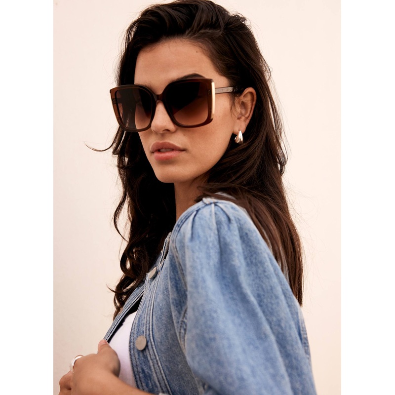 Brown Oversized Square Sunglasses ONE SIZE