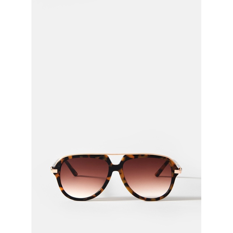 Brown Tortoiseshell Aviator Sunglasses ONE SIZE