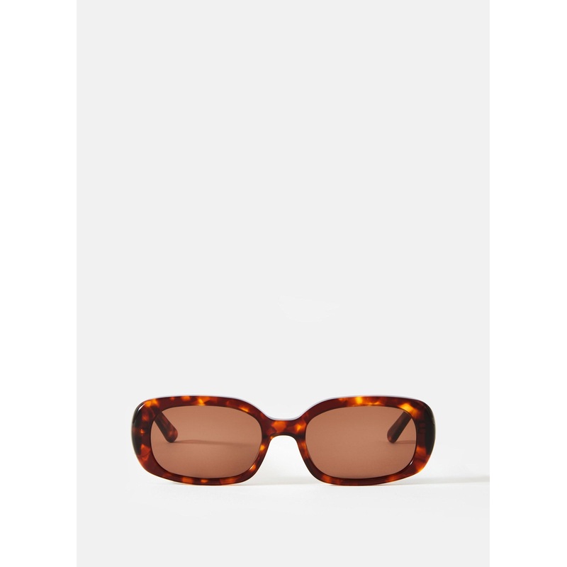 Brown Tortoiseshell Rectangle Sunglasses ONE SIZE